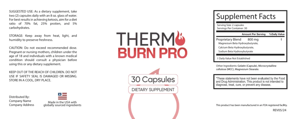 Thermoburn Pro Supplement Facts